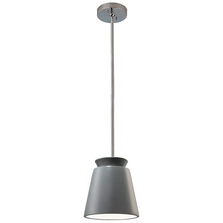 Image 2 Small Trapezoid Pendant - Pewter Green - Polished Chrome - Rigid Stem more views