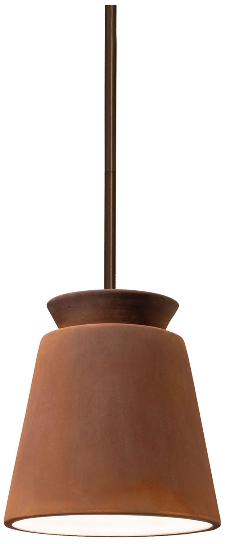 Small Trapezoid Pendant - Real Rust - Dark Bronze - Rigid Stem