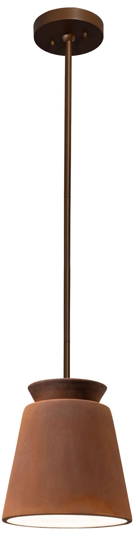 Image 2 Small Trapezoid Pendant - Real Rust - Dark Bronze - Rigid Stem more views