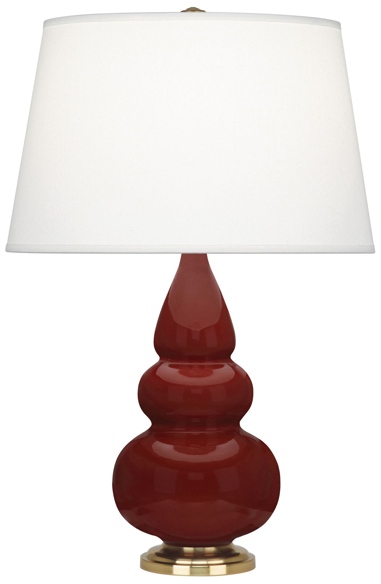 Small Triple Gourd 24.38"H Oxblood Antique Brass Lamp Made to Order