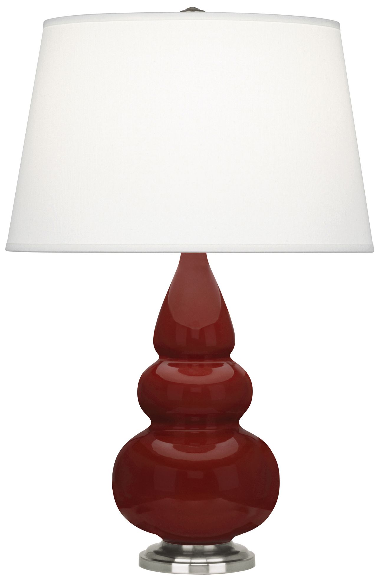 Small Triple Gourd 24.38"H Oxblood Antique Silver Lamp Made to Order