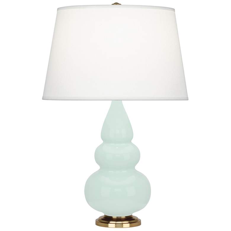 Image 1 Small Triple Gourd 24.38" High Mint Glazed Antique Brass Lamp