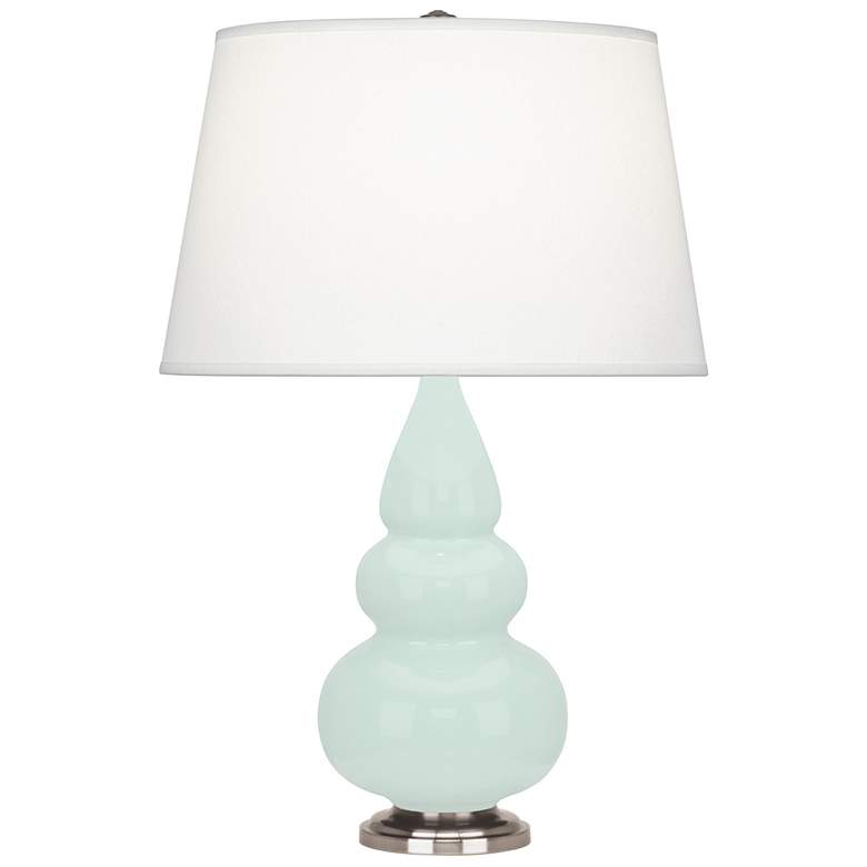 Image 1 Small Triple Gourd 24.38" High Mint Glazed Antique Silver Lamp