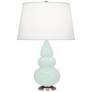 1_Small Triple Gourd 24.38" High Mint Glazed Antique Silver Lamp
