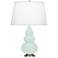 Small Triple Gourd 24.38" High Mint Glazed Antique Silver Lamp
