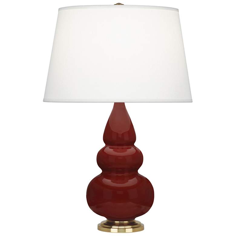 Image 1 Small Triple Gourd 24.38" High Oxblood Antique Brass Finish Finish Lamp