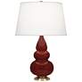 1_Small Triple Gourd 24.38" High Oxblood Antique Brass Finish Finish Lamp