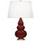 Small Triple Gourd 24.38" High Oxblood Antique Brass Finish Finish Lamp
