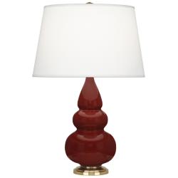 Small Triple Gourd 24.38" High Oxblood Antique Brass Finish Finish Lamp