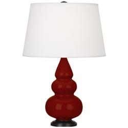 Small Triple Gourd 24.38" High Oxblood Deep Patina Bronze Lamp