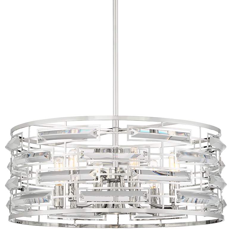 Smart 20&quot; Wide Polished Nickel and Crystal Modern Pendant Light