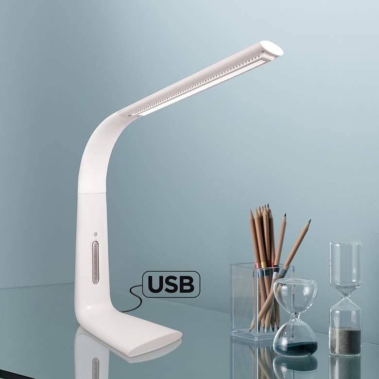 Image 1 Smart Dimmer™ Technology White USB LED Desk Lamp by Zadro