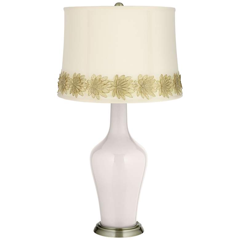 Image 1 Smart White Anya Table Lamp with Flower Applique Trim