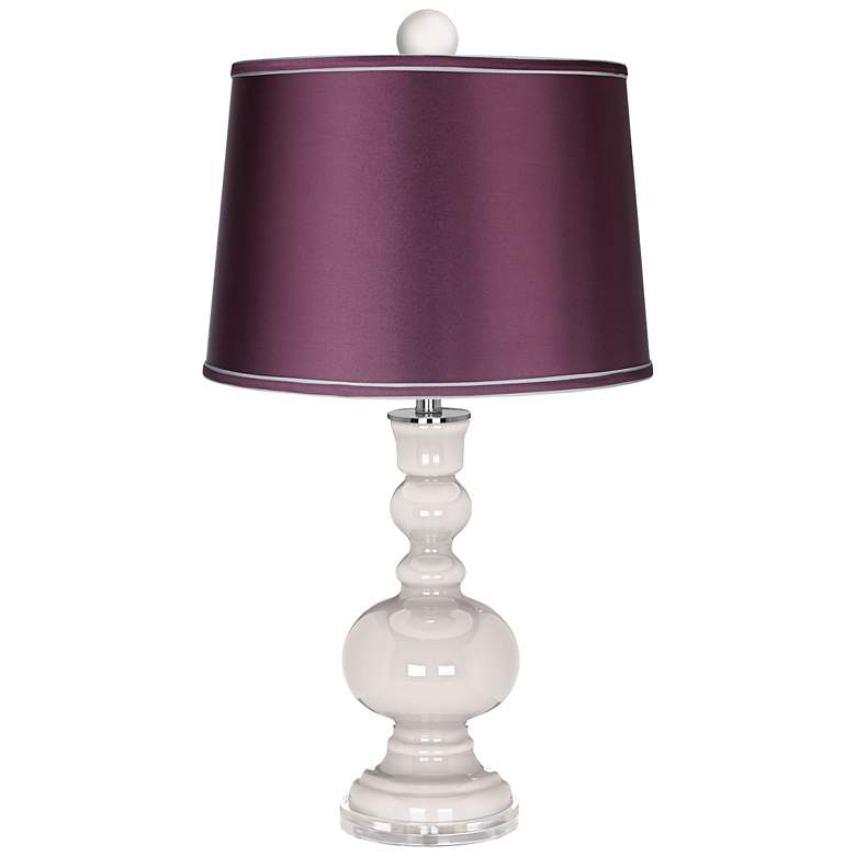 Image 1 Smart White Apothecary Lamp-Finial and Satin Eggplant Shade