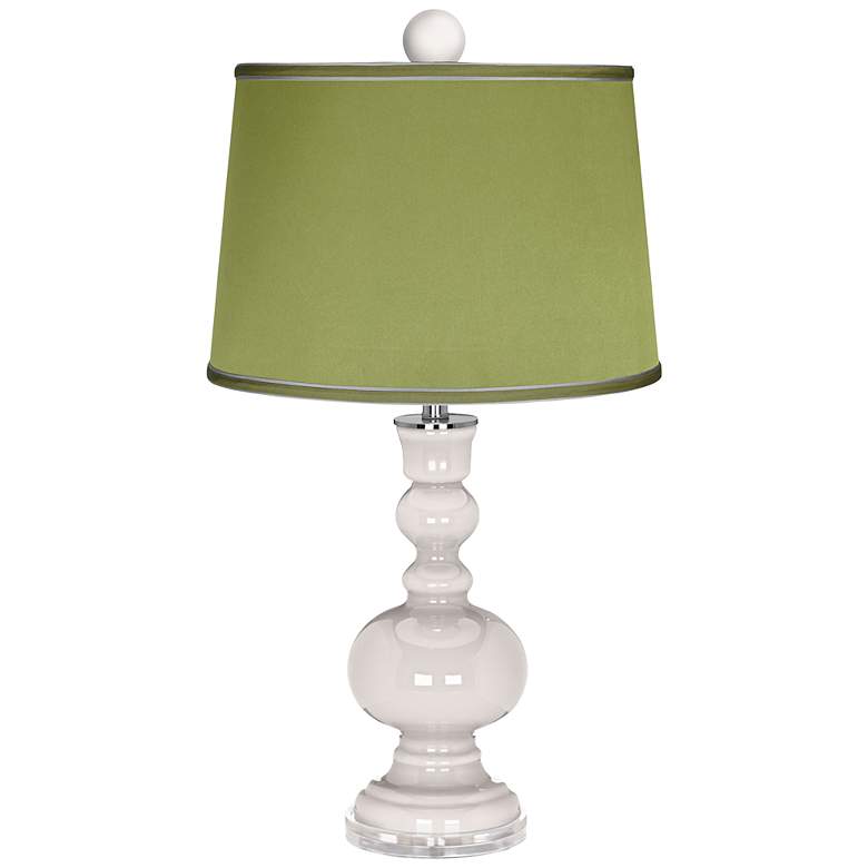 Image 1 Smart White Apothecary Lamp-Finial and Satin Olive Shade