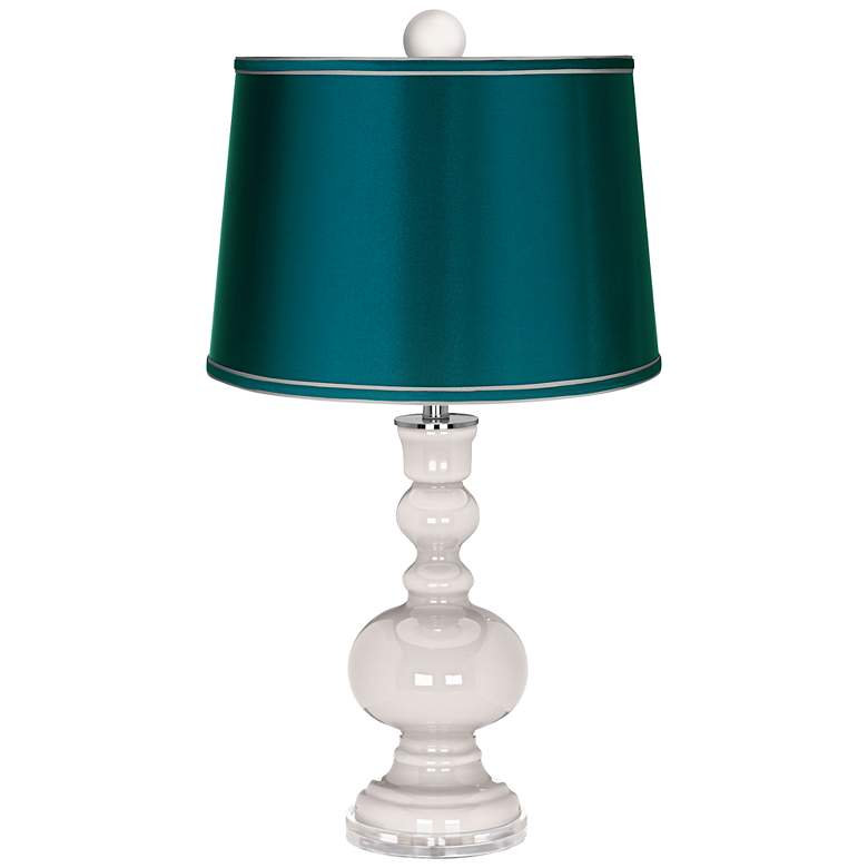 Image 1 Smart White Apothecary Lamp-Finial and Satin Teal Shade