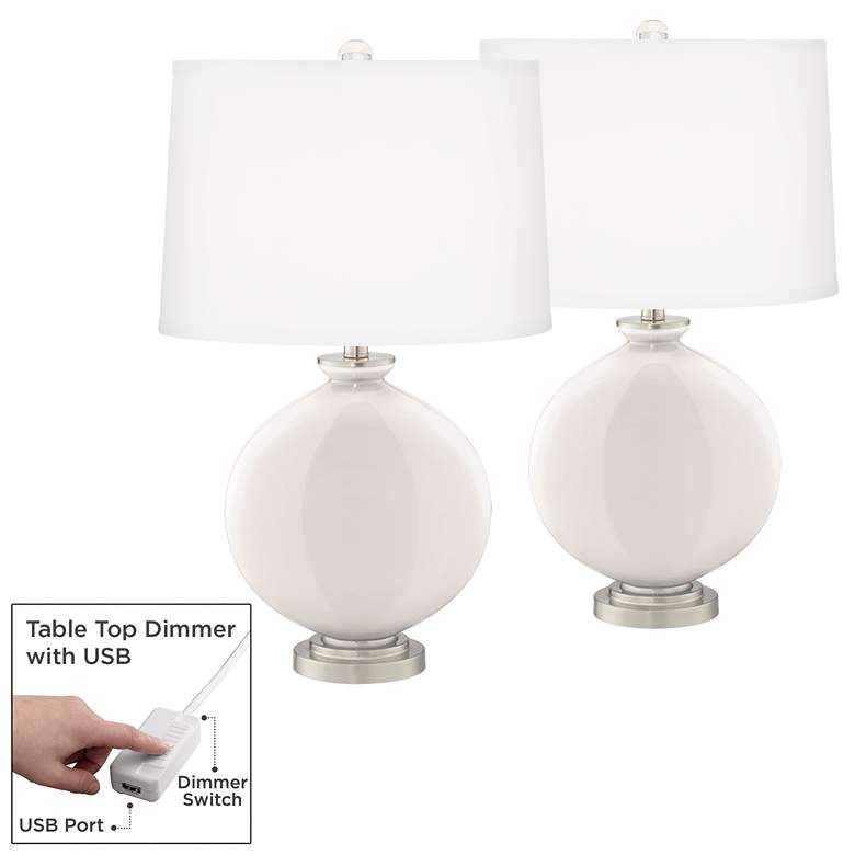 Image 1 Smart White Carrie Table Lamp Set of 2 with Dimmers