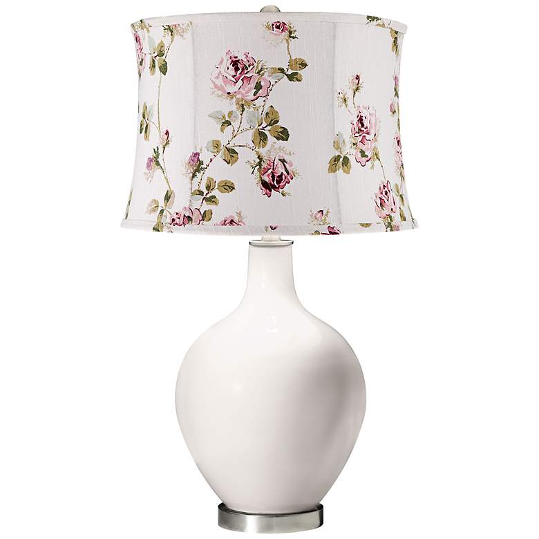 Image 1 Smart White Cottage Rose Shade Ovo Table Lamp