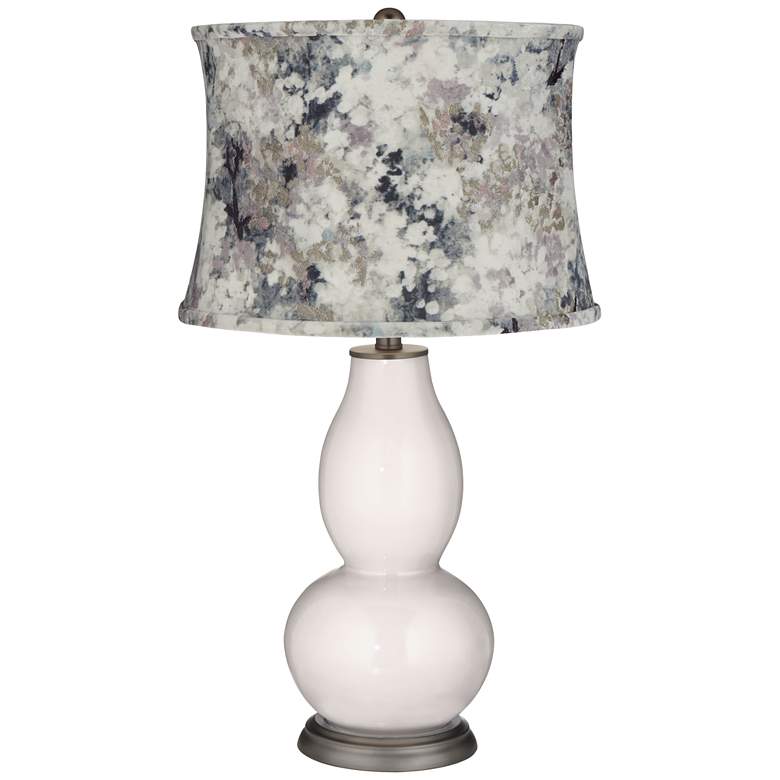 Image 1 Smart White Double Gourd Table Lamp w/ Gray Paint Shade