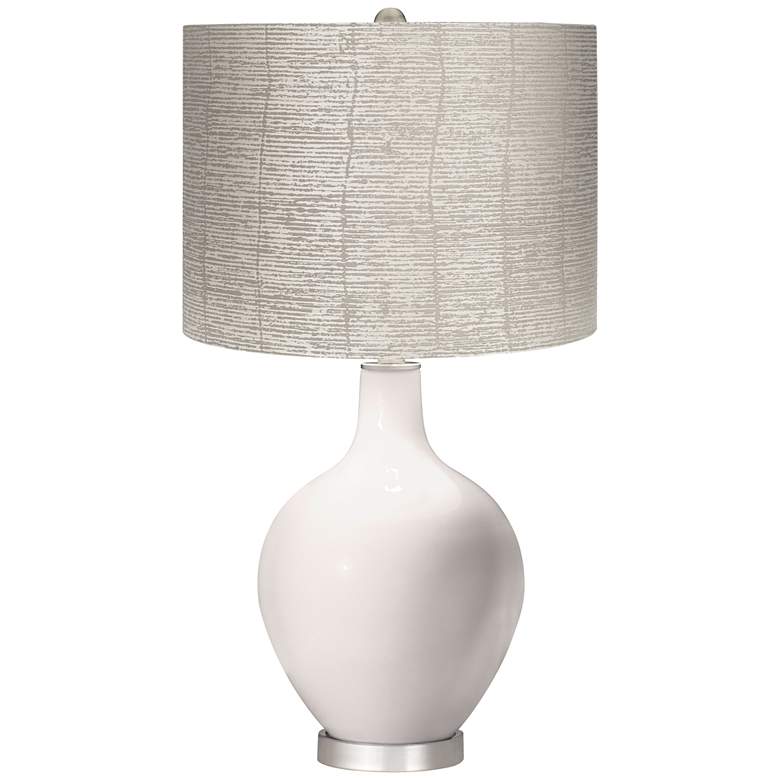 Image 1 Smart White Gray Striped Shade Ovo Table Lamp