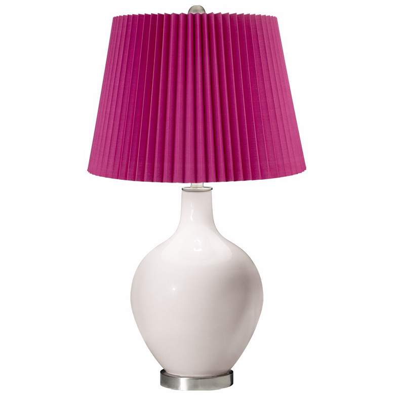 Image 1 Smart White Hot Pink Pleat Ovo Table Lamp