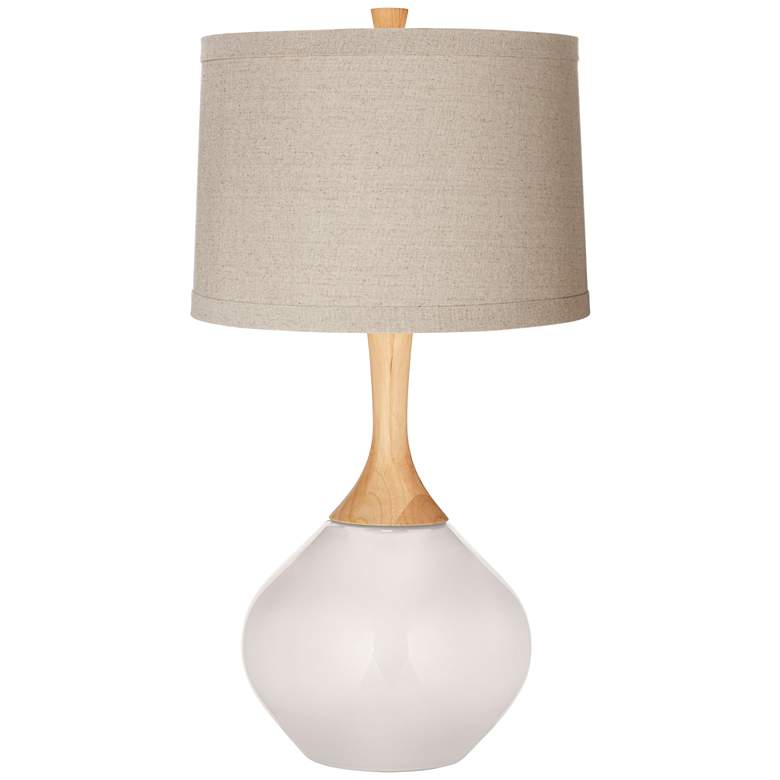 Image 1 Smart White Natural Linen Drum Shade Wexler Table Lamp