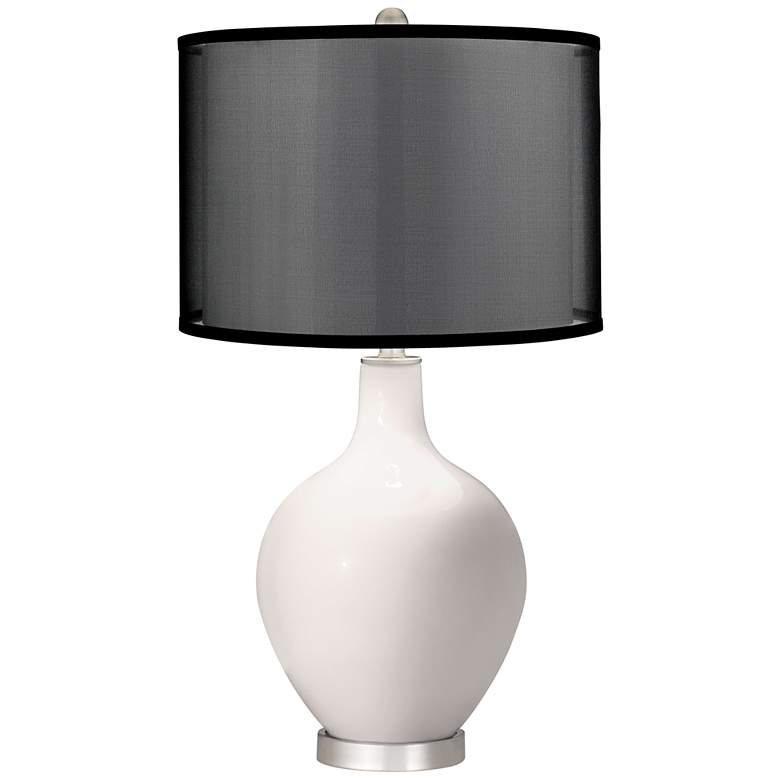 Image 1 Smart White Ovo Table Lamp with Organza Black Shade