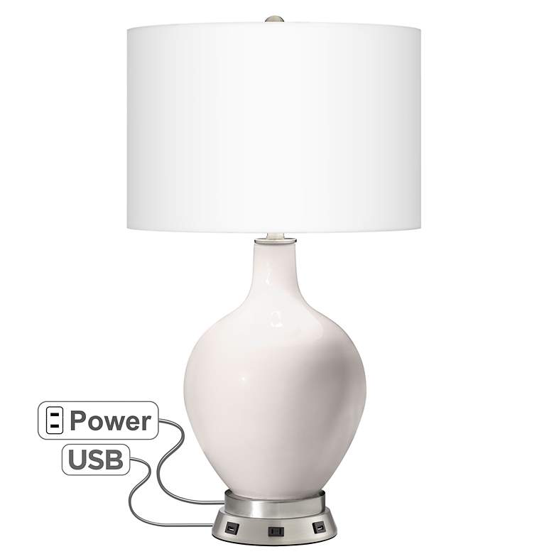 Image 1 Smart White Ovo Table Lamp with USB Workstation Base