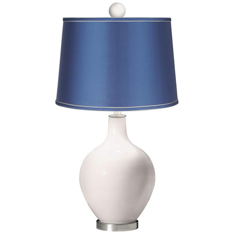 Image 1 Smart White - Satin Blue Ovo Table Lamp with Color Finial