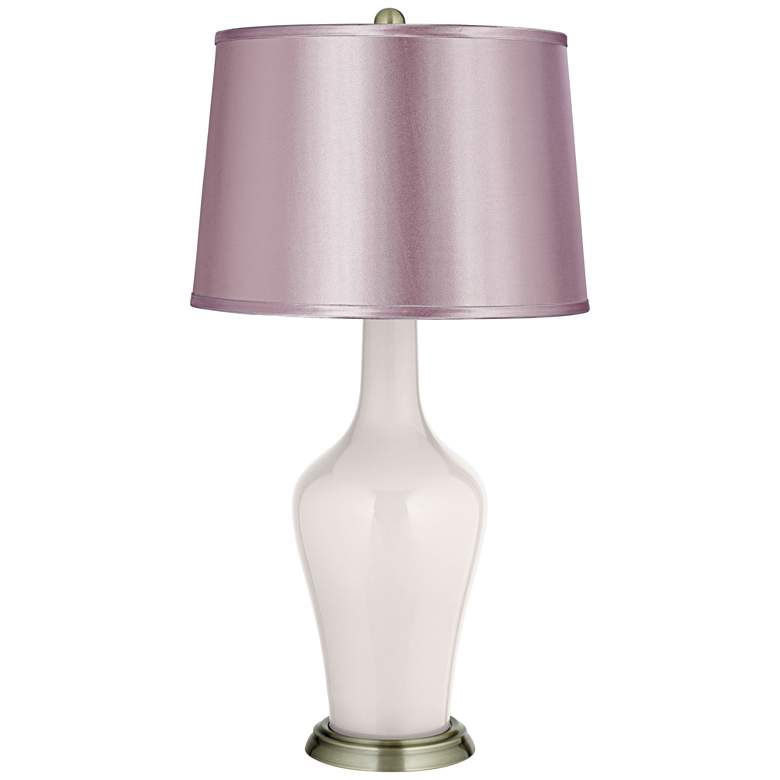 Image 1 Smart White Satin Lavender Shade Anya Table Lamp