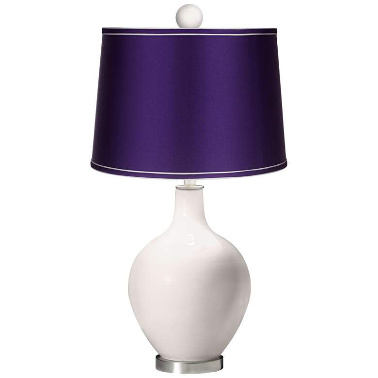 Image 1 Smart White - Satin Purple Ovo Table Lamp with Color Finial