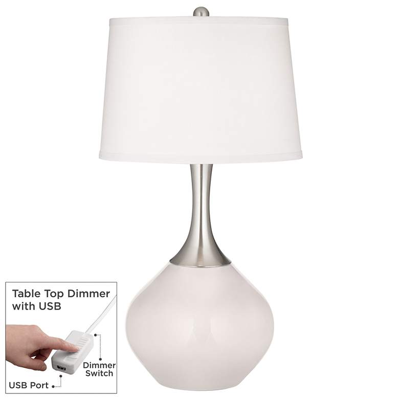 Image 1 Smart White Spencer Table Lamp with Dimmer