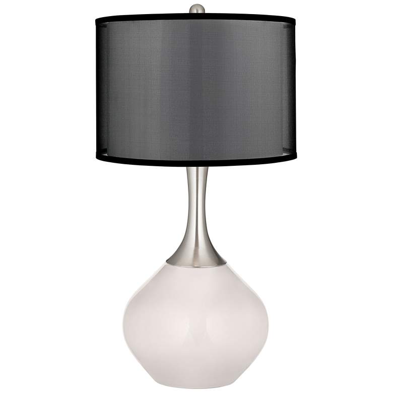 Image 1 Smart White Spencer Table Lamp with Organza Black Shade