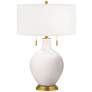 Smart White Toby Brass Accents Table Lamp with Dimmer