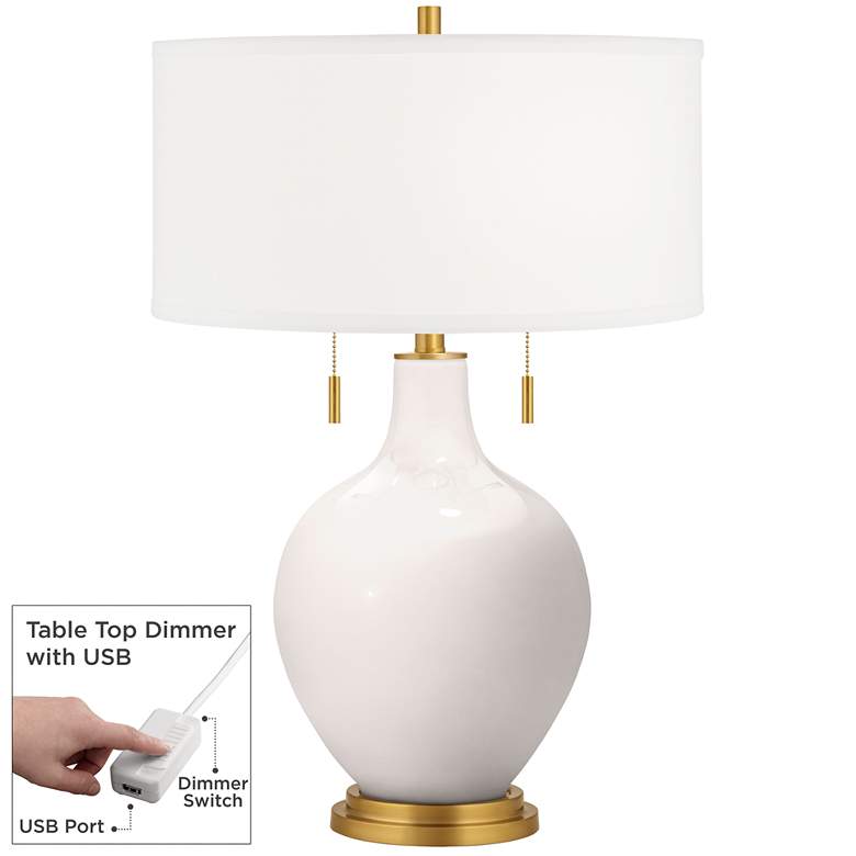 Image 1 Smart White Toby Brass Accents Table Lamp with Dimmer