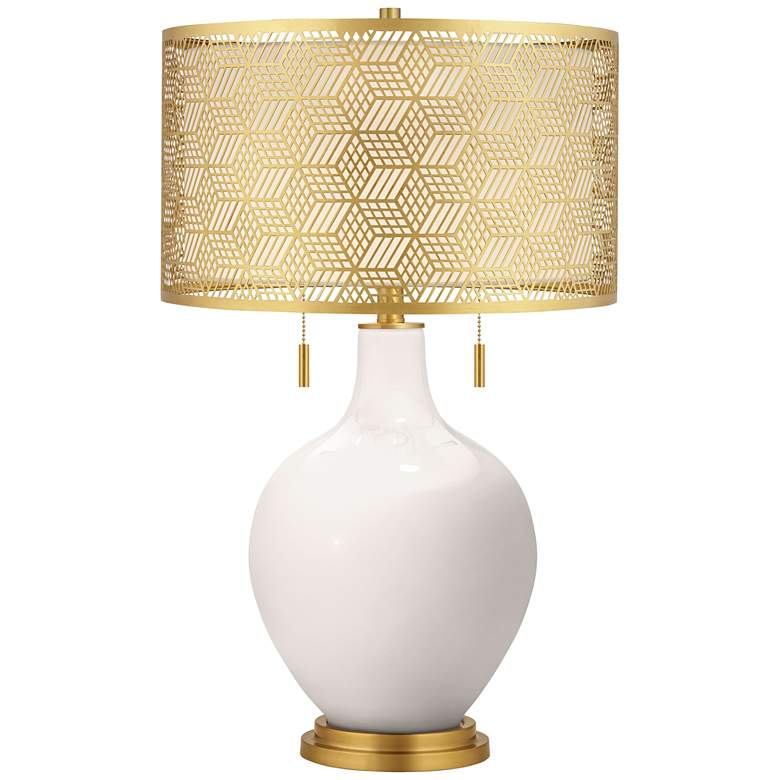 Image 1 Smart White Toby Brass Metal Shade Table Lamp