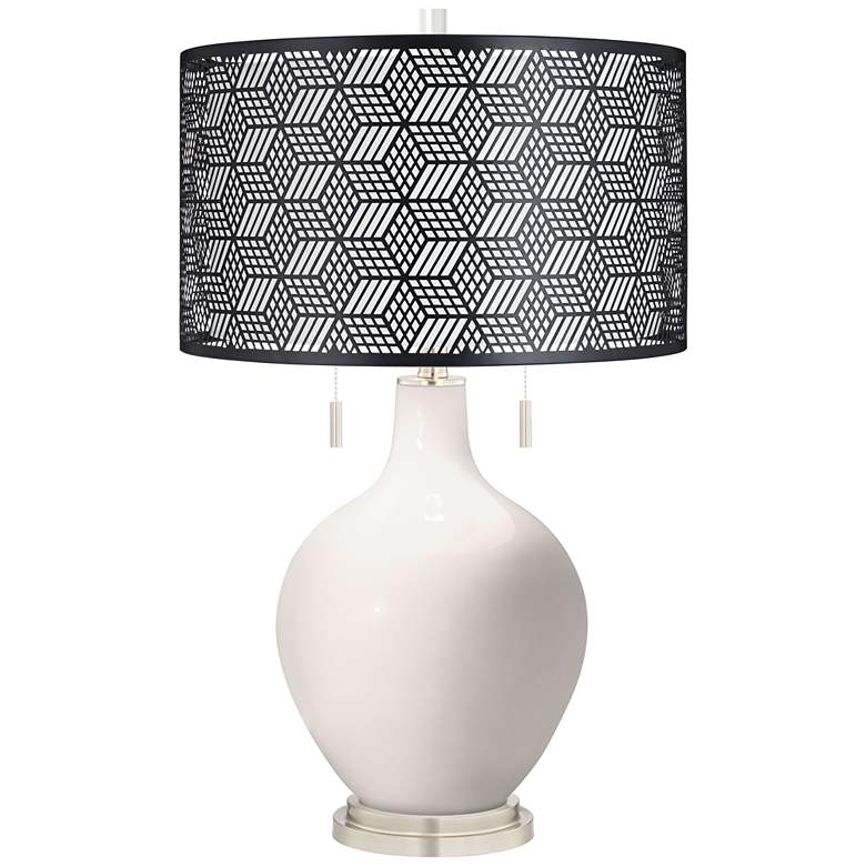 Image 1 Smart White Toby Table Lamp With Black Metal Shade