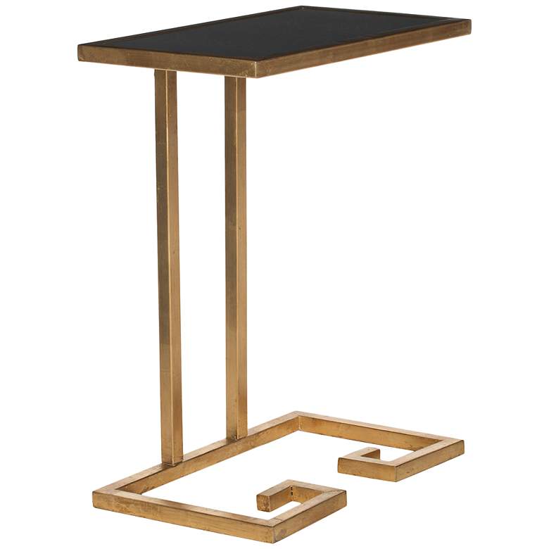 Image 1 Smethport Black Glass Gold Leaf Accent Table