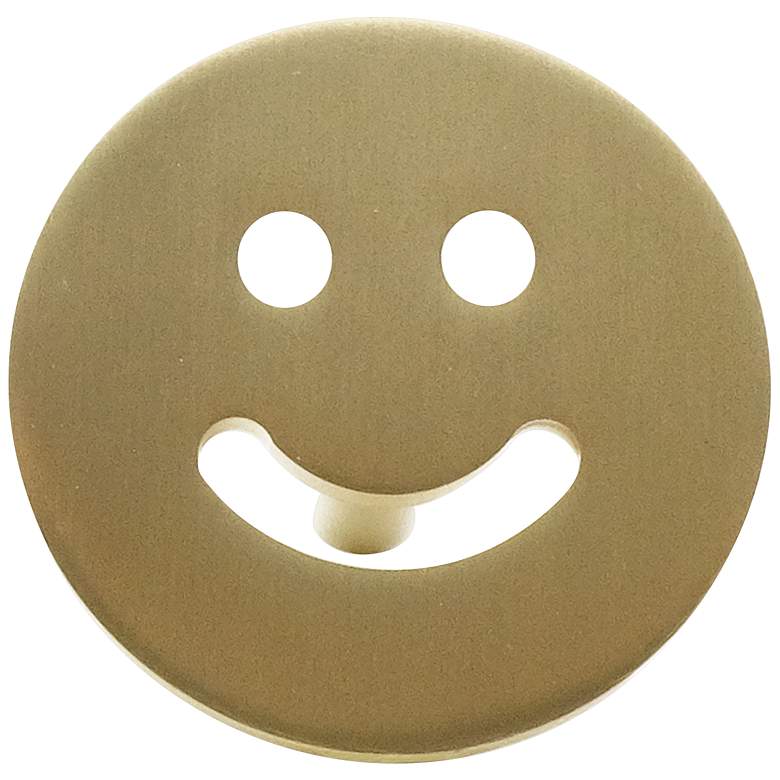 Image 1 Smiley Satin Brass Metal 1 1/2" Wide Cabinet Knob