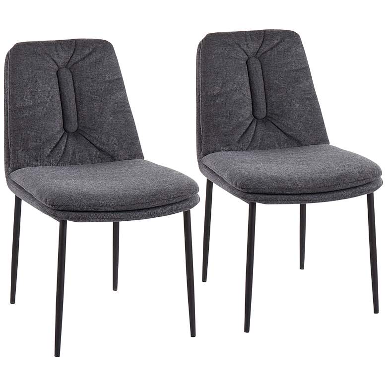 Image 1 Smith Tufted Charcoal Fabric Dining Chairs Set of 2