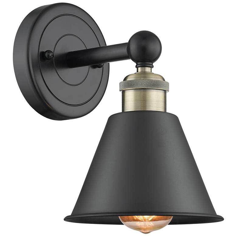 Image 1 Smithfield 10"High Black Antique Brass Sconce With Matte Black Shade