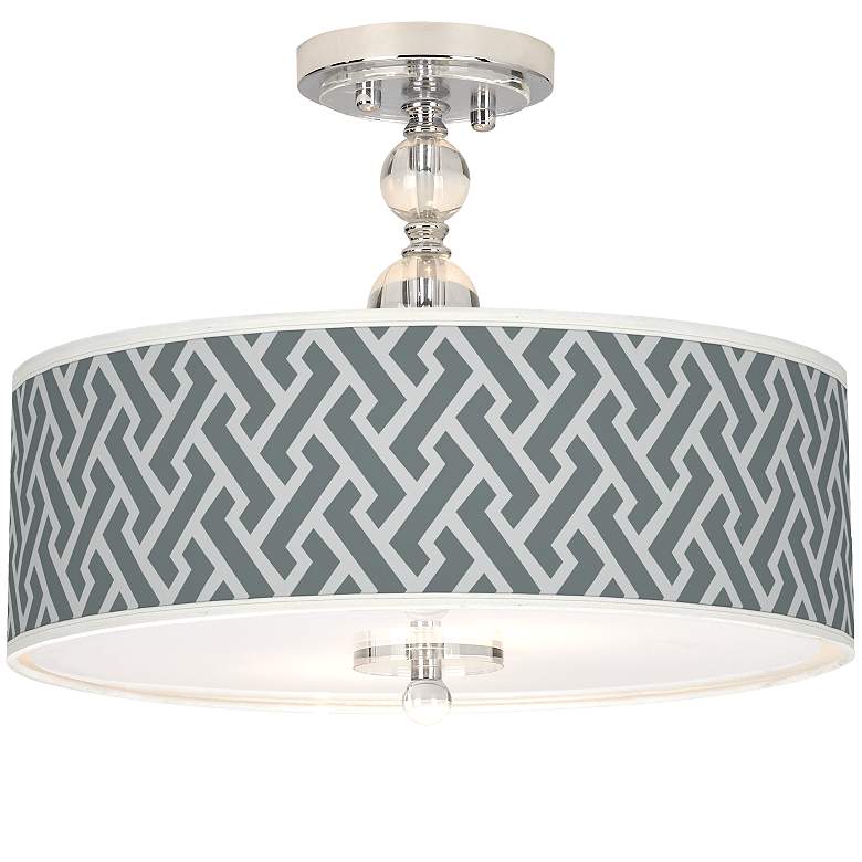 Image 1 Smoke Brick Weave Giclee 16"W Semi-Flush Ceiling Light