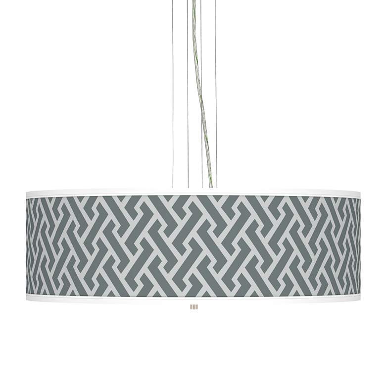Image 1 Smoke Brick Weave Giclee 24"W 4-Light Pendant Chandelier