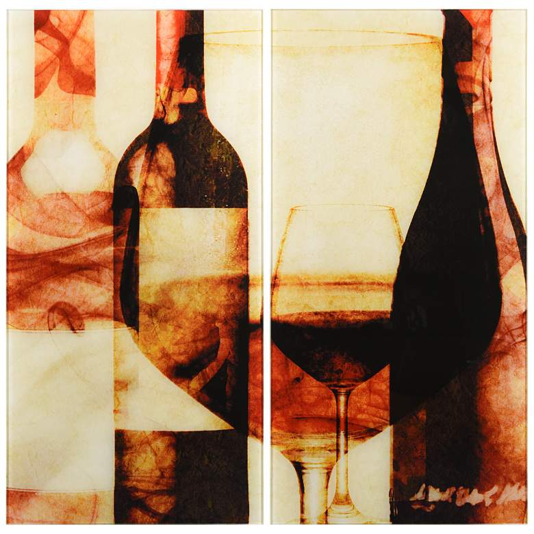 Image 1 Smokey Wine AB Frameless Reverse Printed Tempered Glass Wall Art Set of 2