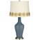 Smoky Blue Anya Table Lamp with Flower Applique Trim