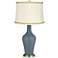 Smoky Blue Anya Table Lamp with Relaxed Wave Trim