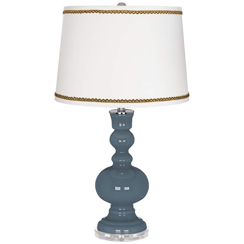 Image 1 Smoky Blue Apothecary Table Lamp with Twist Scroll Trim