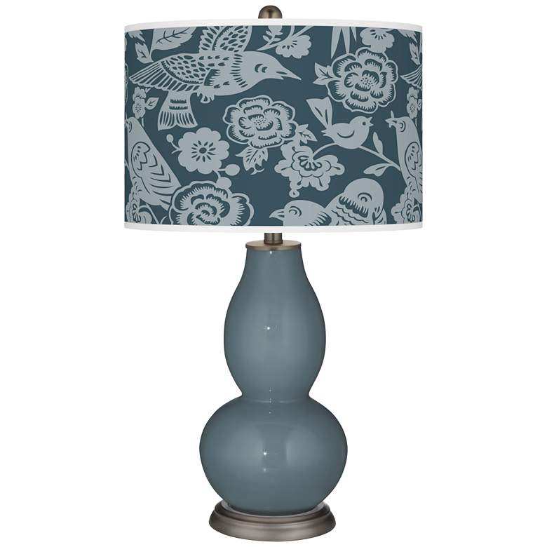 Image 1 Smoky Blue Aviary Double Gourd Table Lamp