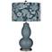 Smoky Blue Aviary Double Gourd Table Lamp