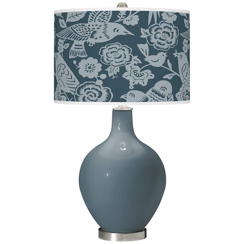 Image 1 Smoky Blue Aviary Ovo Glass Table Lamp